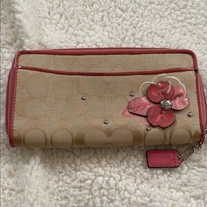 Coach Tan and Pink Floral Women's Bag